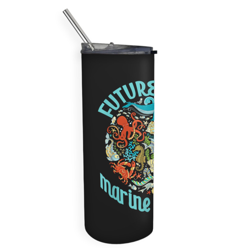 Future Marine Biologist Ocean Life Drawing Whale Octopus Skinny Tumbler | Artistshot