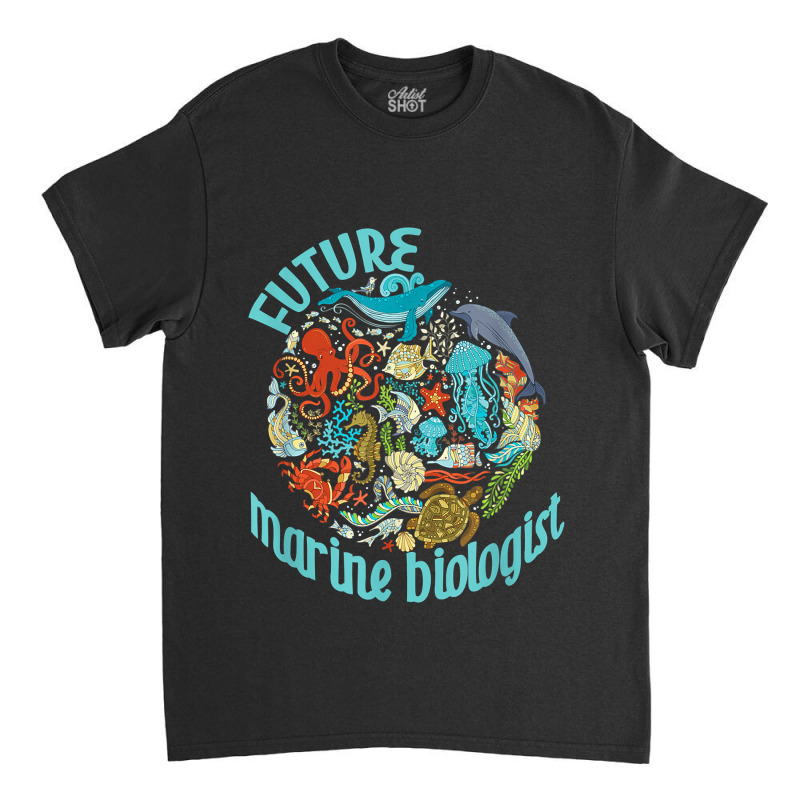 Future Marine Biologist Ocean Life Drawing Whale Octopus Classic T-shirt | Artistshot