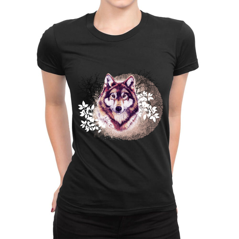 Wolf In Winter, Wolf In Winter Vintage, Wolf In Winter Art, Wolf In Wi Ladies Fitted T-shirt | Artistshot