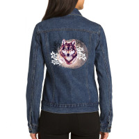 Wolf In Winter, Wolf In Winter Vintage, Wolf In Winter Art, Wolf In Wi Ladies Denim Jacket | Artistshot