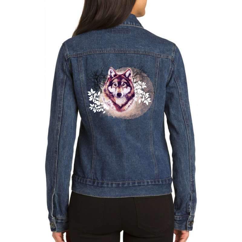 Wolf In Winter, Wolf In Winter Vintage, Wolf In Winter Art, Wolf In Wi Ladies Denim Jacket by cm-arts | Artistshot