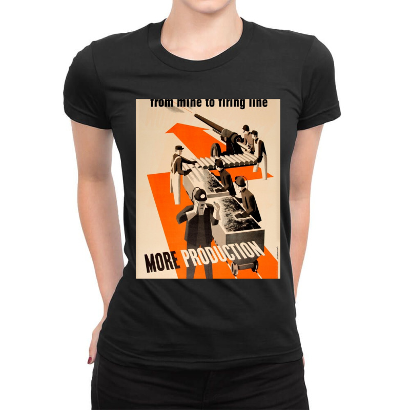 From Mine To Firing Line - More Production_quot_, Usa Wwii Propaganda  Ladies Fitted T-Shirt by cm-arts | Artistshot