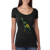 Giraffe Sunflower Girl Floral Ruminant Hawaiian Women Gift Women's Triblend Scoop T-shirt | Artistshot