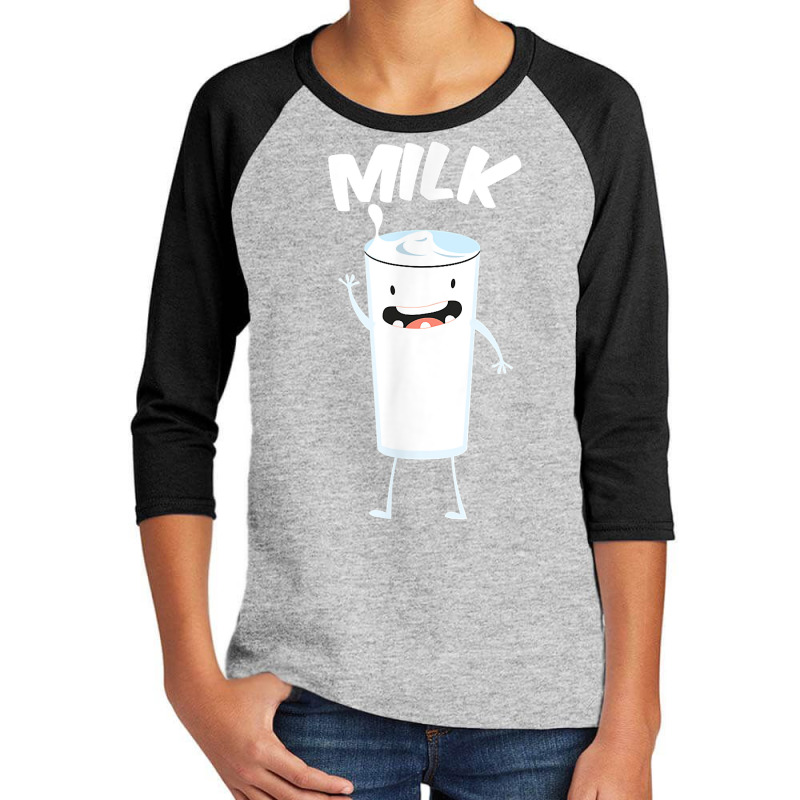 Milk Glass Halloween Costume Smiling Pun Funny Gift T Shirt Youth 3/4 Sleeve by fashyshaevozho | Artistshot