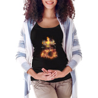 Flaming Skeleton Drummer Set 1, Flaming Skeleton Drummer Set 1 Art, Fl Maternity Scoop Neck T-shirt | Artistshot