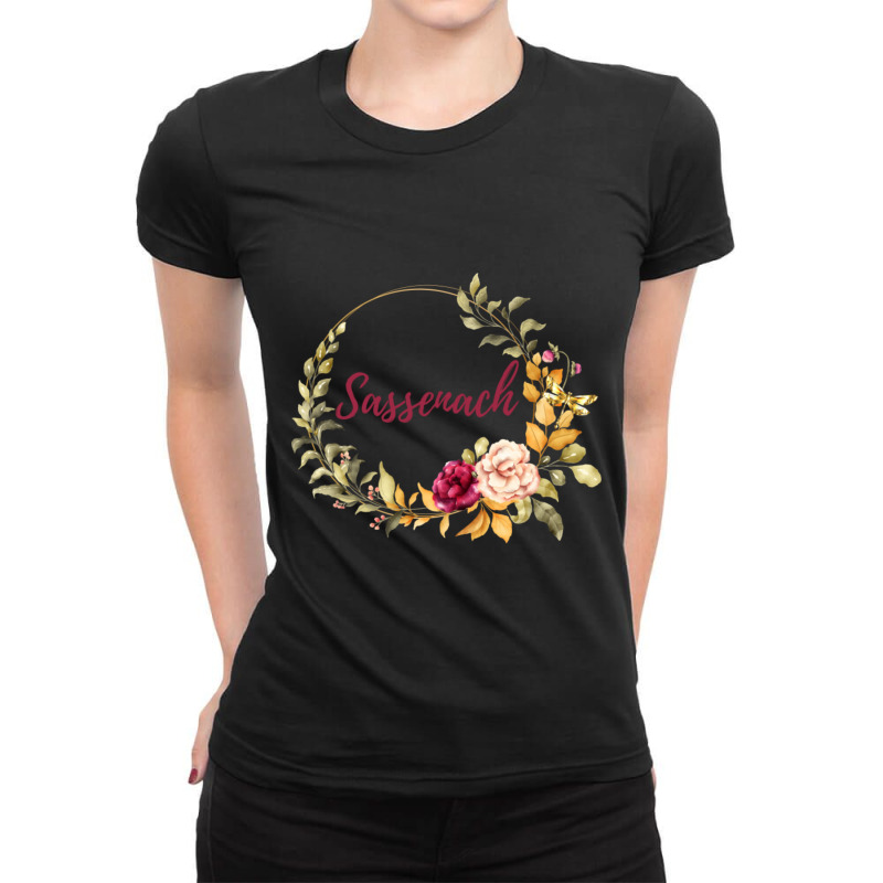 Sassenach Dragonfly Floral Wreath Gaelic Scottish Ladies Fitted T-Shirt by Kosdapen517 | Artistshot