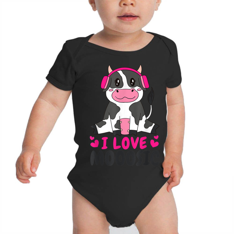 Milk Cow Loves Music Livestock Breeder Organic Farmer Baby Bodysuit by Outpost | Artistshot