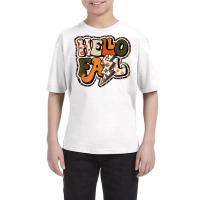 Retro Groovy Hello Fall Autumn Vibes Lightning Bolt T Shirt Youth Tee | Artistshot