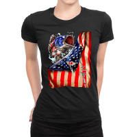 Fishing Hooked American Flag, Fishing Hooked American Flag Art, Fishin Ladies Fitted T-shirt | Artistshot