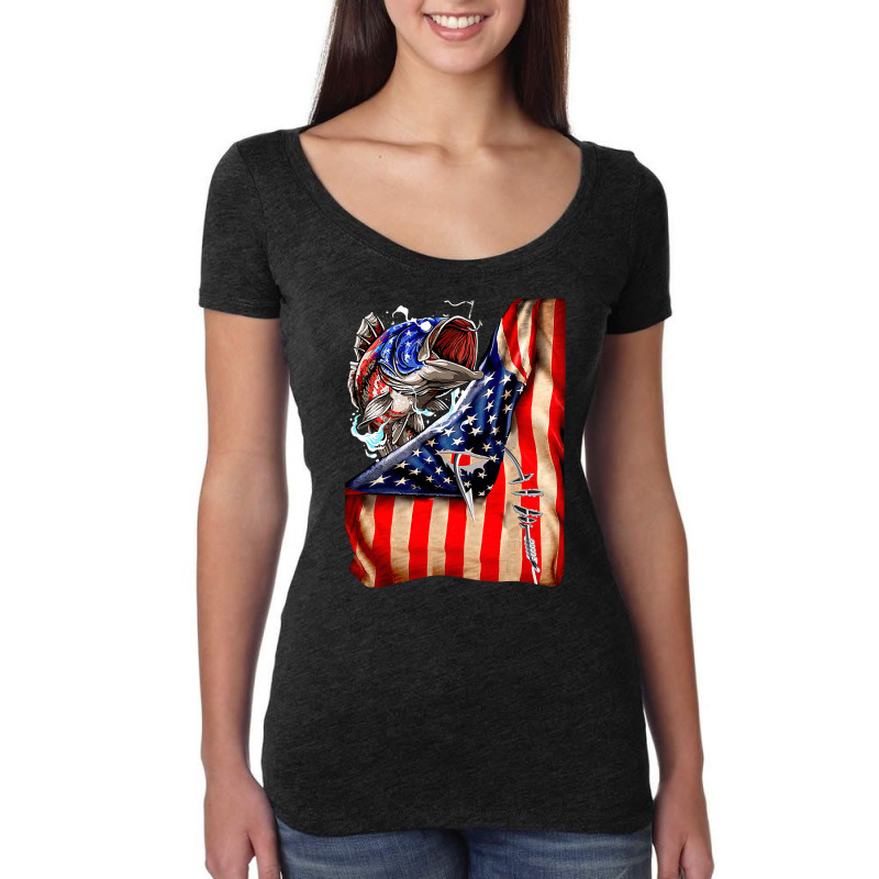 Fishing Hooked American Flag, Fishing Hooked American Flag Art, Fishin Women's Triblend Scoop T-shirt by cm-arts | Artistshot