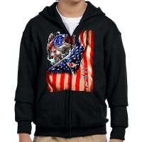 Fishing Hooked American Flag, Fishing Hooked American Flag Art, Fishin Youth Zipper Hoodie | Artistshot