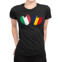 Romania Italy Heart Italian Flag Romanian Flag Love Heart T Shirt Ladies Fitted T-shirt | Artistshot