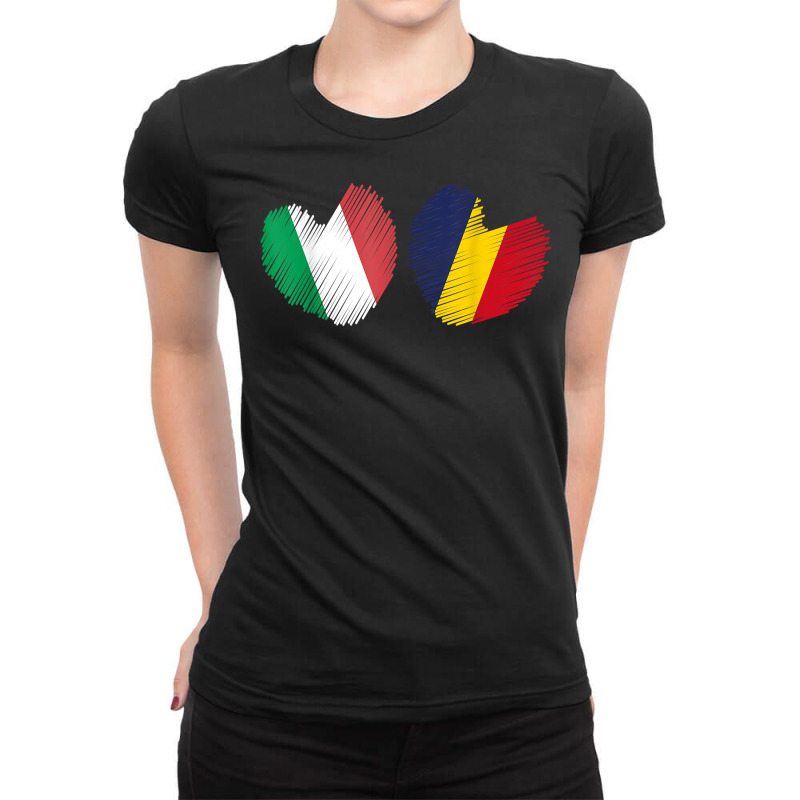 Romania Italy Heart Italian Flag Romanian Flag Love Heart T Shirt Ladies Fitted T-Shirt by qozhytyzhyshy | Artistshot