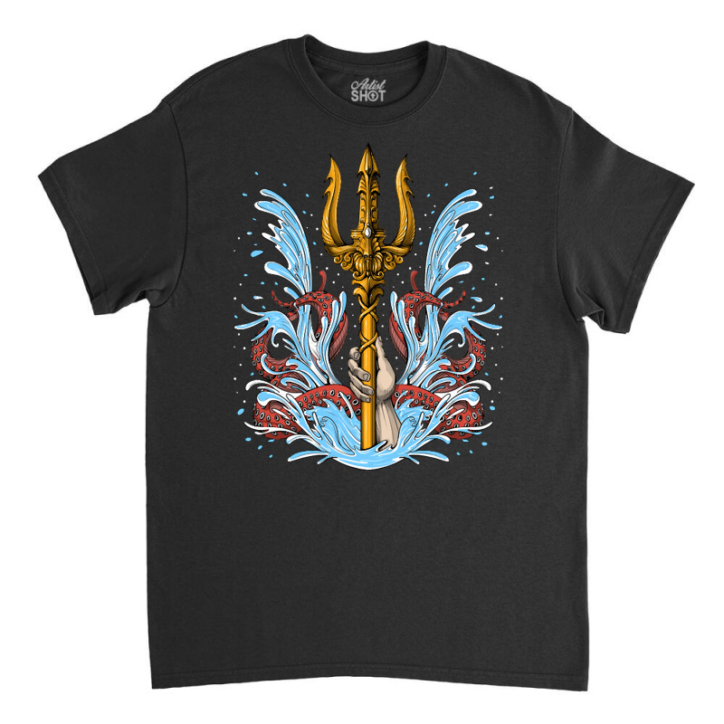 Poseidon Trident, Poseidon Trident Painting, Poseidon Trident Vintage, Classic T-shirt | Artistshot