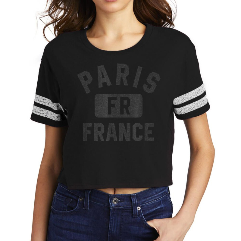 Paris France Gym Style Black With Distressed Black Print Scorecard Crop Tee by CyrusArciba | Artistshot