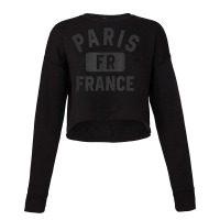 Paris France Gym Style Black With Distressed Black Print Cropped Sweater | Artistshot