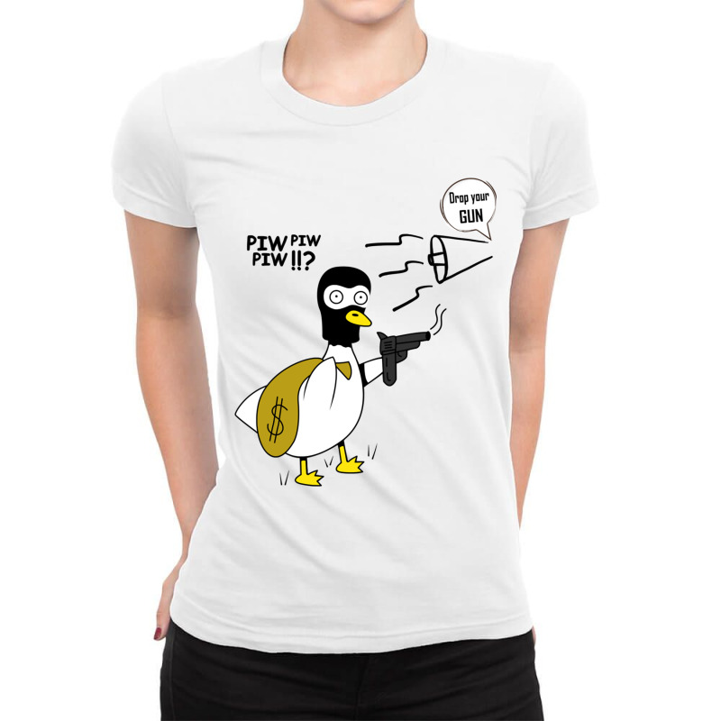 Duck With A Gun Ladies Fitted T-Shirt by cm-arts | Artistshot