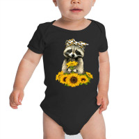 Sunflower Raccoon Lady, Sunflower Raccoon Lady Painting, Sunflower Rac Baby Bodysuit | Artistshot