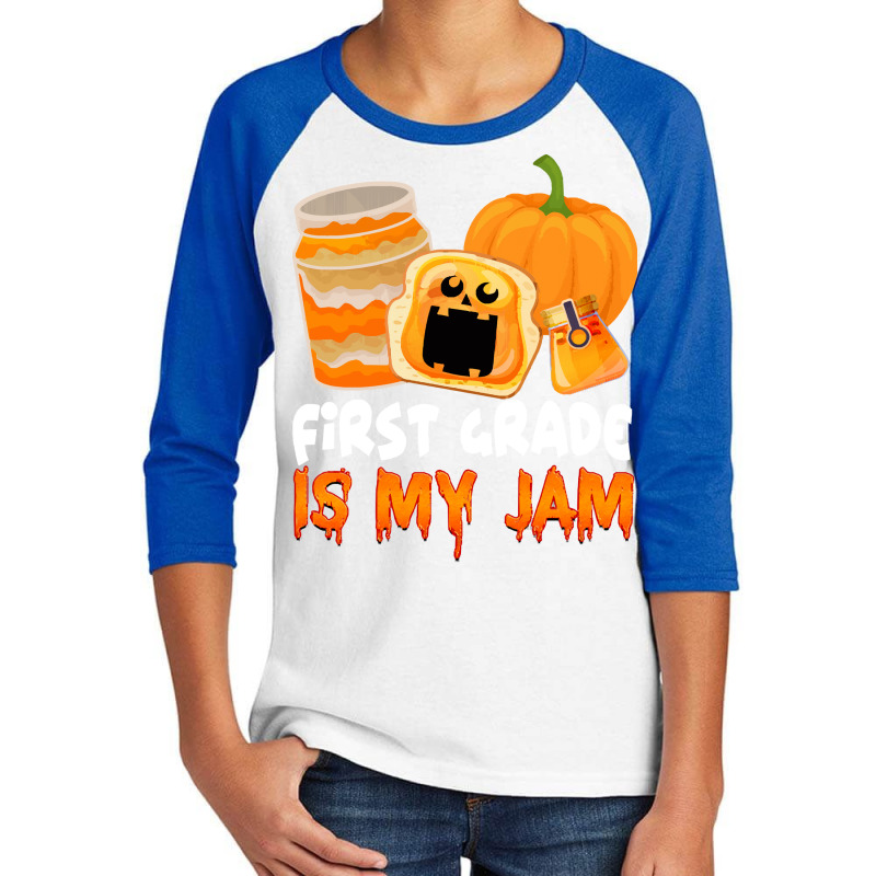 First Grade Halloween T  Shirt Team First Grade Is My Jam Rainbow Funn Youth 3/4 Sleeve | Artistshot