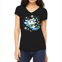 Axolotl Wrapped Up In Christmas Lights Funny Xmas 446 Women's V-neck T-shirt | Artistshot