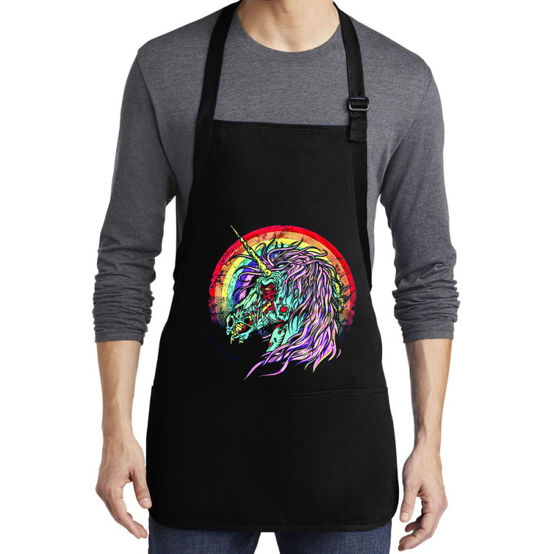 Zombie Unicorn, High Quality Microfiber, Zombie Unicorn Art, Zombie Un Medium-length Apron | Artistshot