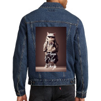 Hugs Not Thugs  Cool Cat Men Denim Jacket | Artistshot