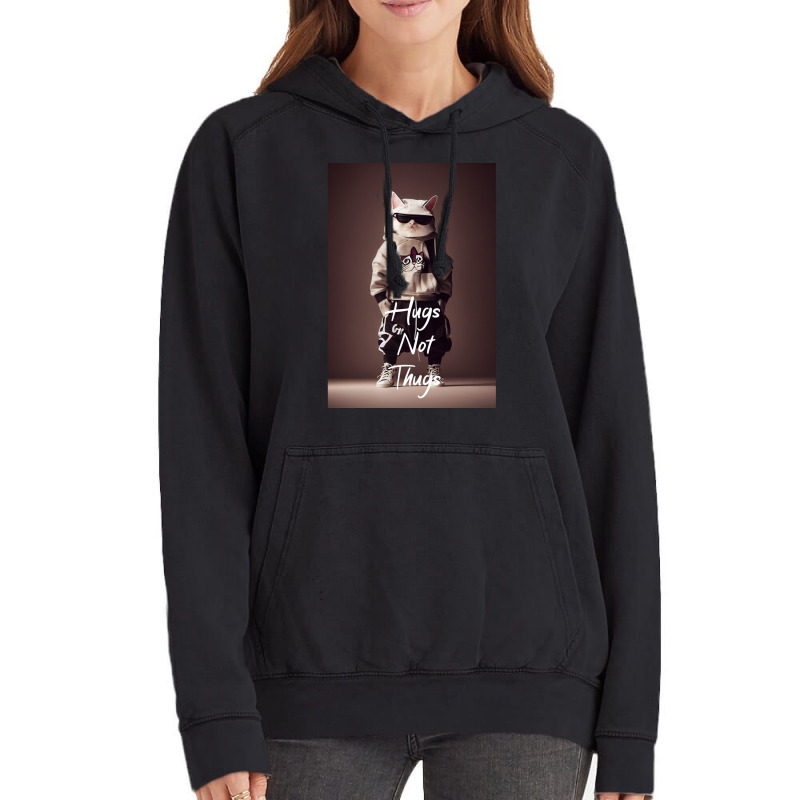 Hugs Not Thugs  Cool Cat Vintage Hoodie | Artistshot