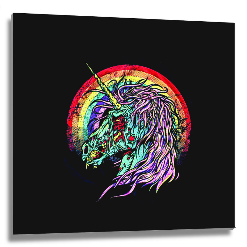 Zombie Unicorn, High Quality Microfiber, Zombie Unicorn Art, Zombie Un Metal Print Square | Artistshot