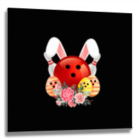 Bowling Easter Bunny Egg 2020 Rabbit Flowers Pascha Bowler Metal Print Square | Artistshot