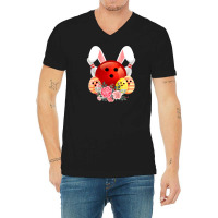 Bowling Easter Bunny Egg 2020 Rabbit Flowers Pascha Bowler V-neck Tee | Artistshot