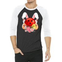 Bowling Easter Bunny Egg 2020 Rabbit Flowers Pascha Bowler 3/4 Sleeve Shirt | Artistshot