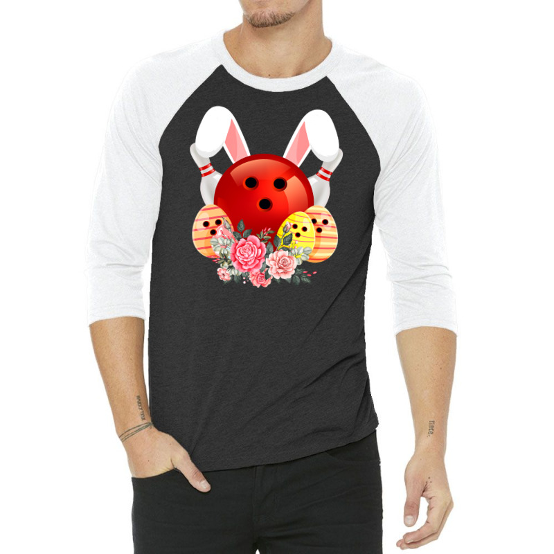 Bowling Easter Bunny Egg 2020 Rabbit Flowers Pascha Bowler 3/4 Sleeve Shirt by Haley1989 | Artistshot