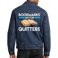 Bookmarks Are For Quitters Funny Reading Long Sleeve T Shirt Men Denim Jacket | Artistshot