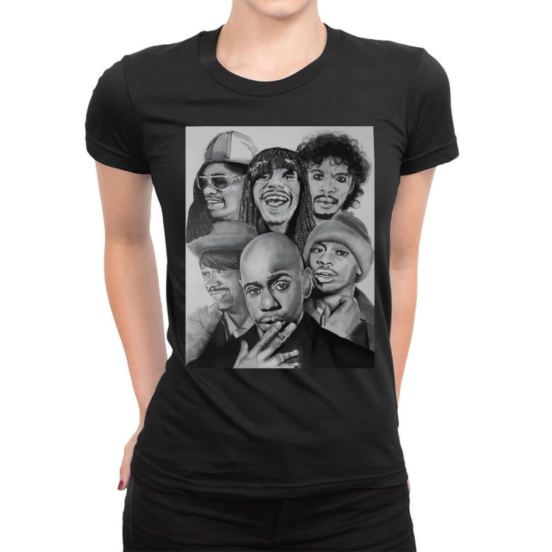 Dave Chappelle Transform Many Face Ladies Fitted T-Shirt by cm-arts | Artistshot