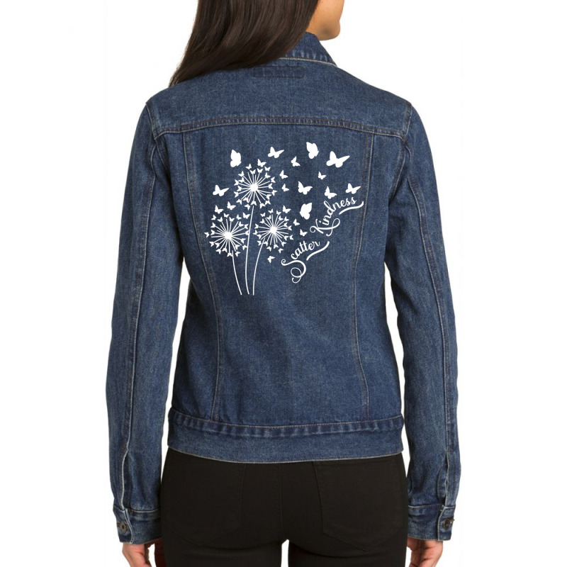 Dandelion Scatter Kindness & Be Kind Matching Family Gifts Pullover Ho Ladies Denim Jacket by cm-arts | Artistshot