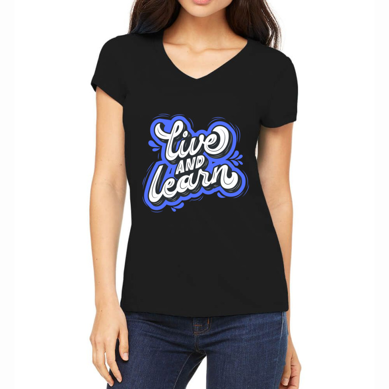 Live And Learn Blue Women's V-Neck T-Shirt by Kuwannin528 | Artistshot