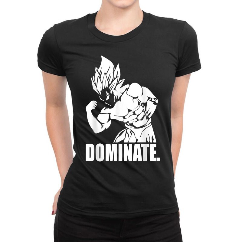 Dominate   Anime Gym And Workout Motivational T Shirt Ladies Fitted T-Shirt by cm-arts | Artistshot