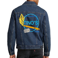 Anchorman Tino's Presenting Ron Burgundy On Jazz Flute Neon Men Denim Jacket | Artistshot