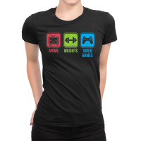 Anime, Weights, Video Games Otaku Workout Ladies Fitted T-shirt | Artistshot