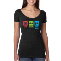 Anime, Weights, Video Games Otaku Workout Women's Triblend Scoop T-shirt | Artistshot