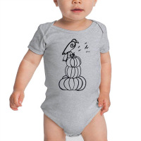 Minimalist Drawing Halloween Crow Pumpkins Fall Orange Art T Shirt Baby Bodysuit | Artistshot