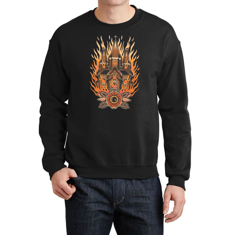 Burning Church, Burning Church Art, Burning Church Vintage, Burning Ch Crewneck Sweatshirt | Artistshot