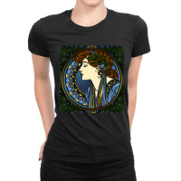 Art Nouveau Woman, L'ermitage Paul Berthon Alphonse Mucha, L'ermitage, Ladies Fitted T-shirt | Artistshot