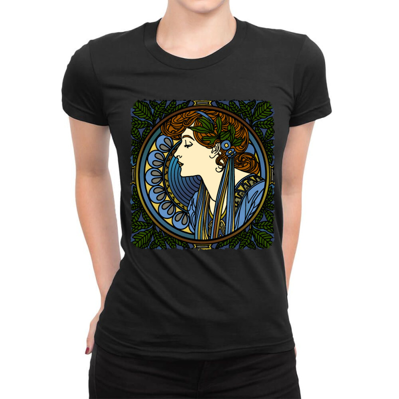 Art Nouveau Woman, L'ermitage Paul Berthon Alphonse Mucha, L'ermitage, Ladies Fitted T-Shirt by SHOPTRREU5 | Artistshot