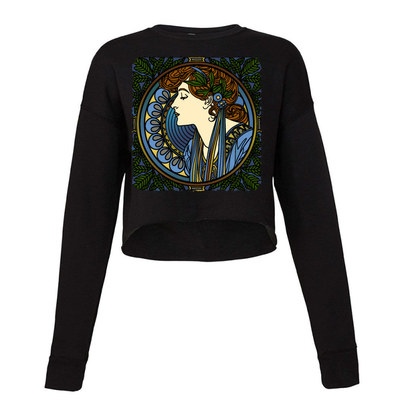 Art Nouveau Woman, L'ermitage Paul Berthon Alphonse Mucha, L'ermitage, Cropped Sweater by SHOPTRREU5 | Artistshot