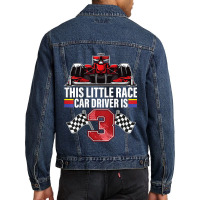 Kids 3 Year Old Race Car Birthday Formula 3rd Racing Party Gift Men Denim Jacket | Artistshot