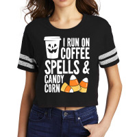 Run On Coffee Spells And Candy Corn Kids Adults Halloween T Shirt Scorecard Crop Tee | Artistshot