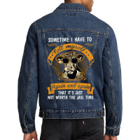 I Have To Tell Myself Again And Again Cow Heifer Fitted Scoop Men Denim Jacket | Artistshot