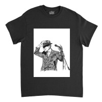 Leonard Cohen Original Hand Drawn Ink Print Classic T-shirt | Artistshot