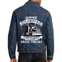 Mens Grandpa, Truck Driver Cool Gift For The Trucker Grandpa Men Denim Jacket | Artistshot